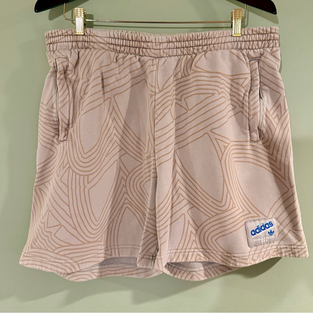 Adidas Originals Athletic Club Fleece Shorts XL Tan Pattern